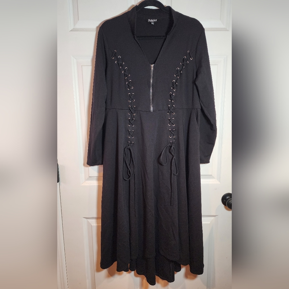 Torrid Nightfall Collection Black Corset Ponte Zipper Long Sleeve Midi Dress 2X